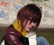 Photo: redhead girl against graffiti wall redhead girl against graffiti wall
