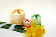 gift boxes and daffodils