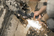 angle grinder in use