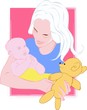 woman holding baby with love