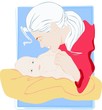 woman holding baby with love