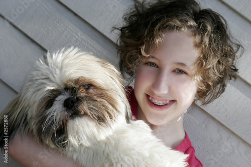 Photo: a girl and her dog a girl and her dog