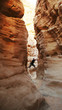 girl climbing in the canyon walls