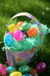 easter eggs and basket
