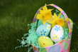 easter eggs and basket
