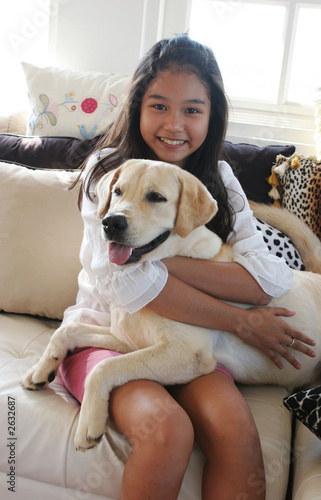 Photo: happy asian girl with her pet dog happy asian girl with her pet dog