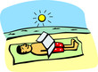 Illustration: getting a tan in the beach getting a tan in the beach