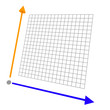 colored 3d graph with grid and axises