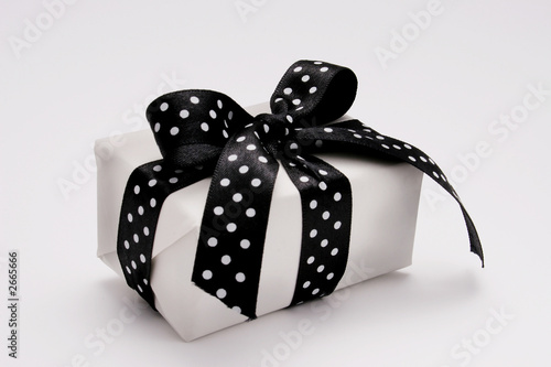 small gift with polka dots ribbon