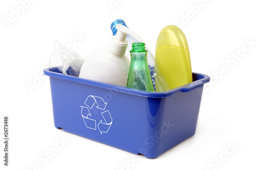Photo: blue plastic disposal container blue plastic disposal container