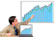 young businessman pointing to chart