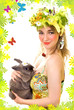 spring girl with a bunny