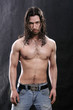 dynamical beautiful  man with a naked torso