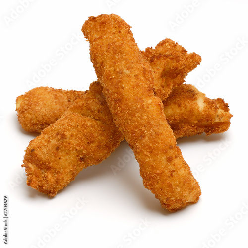 Photo: fried fish sticks isolated on white fried fish sticks isolated on white