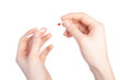 baby test in two female hands.