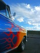 Blue American Hotrod With Flames