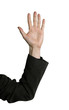 hand of a business man raised in mid-air hand of a business man raised in mid-air