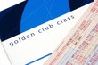 close up on airline ticket