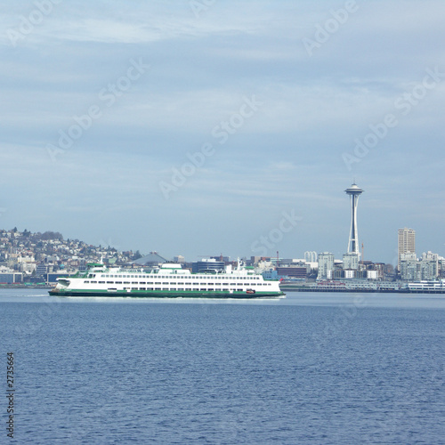 seattle ferry with space needle seattle ferry with space needle