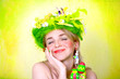 spring girl with easter eggs