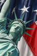 the statue of liberty and the stars and stripes