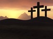 three crosses yellow sunset