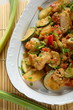 fish with vegetables on the plate
