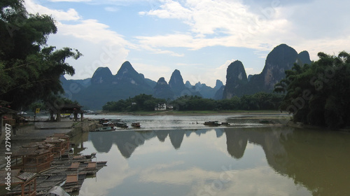 mountains of the li jiang river, guilin, china, panorama