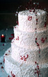 beaded wedding cake with red  details