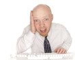 screaming business man viewing computer,