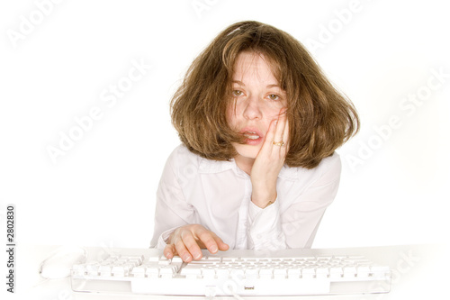 Photo: woman frustrated with her computer woman frustrated with her computer