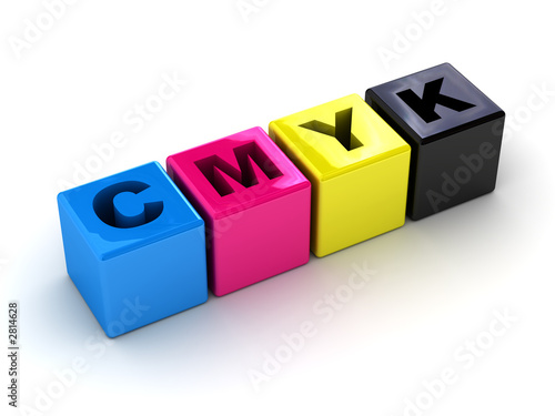 Photo: cmyk boxes in a horizontal cmyk boxes in a horizontal