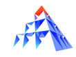 abstract blue pyramid with red top