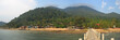 tropical beach with jungle mountains, tioman islands, malaysia,