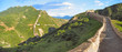 walking on the great wall of china, china, panorama walking on the great wall of china, china, panorama
