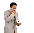 biz man blow his nose with napkin 2