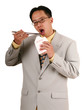 biz man eating with chopstick