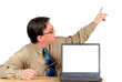 young businessman pointing to chart