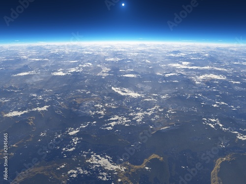 the earth seen from a space satellite