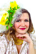 beautiful smiling girl with narcissus beautiful smiling girl with narcissus