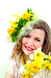 beautiful smiling girl with narcissus beautiful smiling girl with narcissus