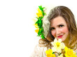 beautiful girl with yellow flowers beautiful girl with yellow flowers