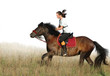 Foto: rider and black horse in a floor rider and black horse in a floor
