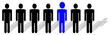 people in row. one is different.