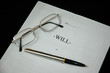 will, pen and glasses