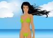beauty in green bikini