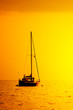 yacht silhouette in sunset light