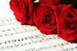red roses on sheet music red roses on sheet music