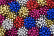 multi-coloured metallic gift bows