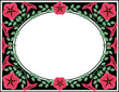 petunia frame, scarlet on black